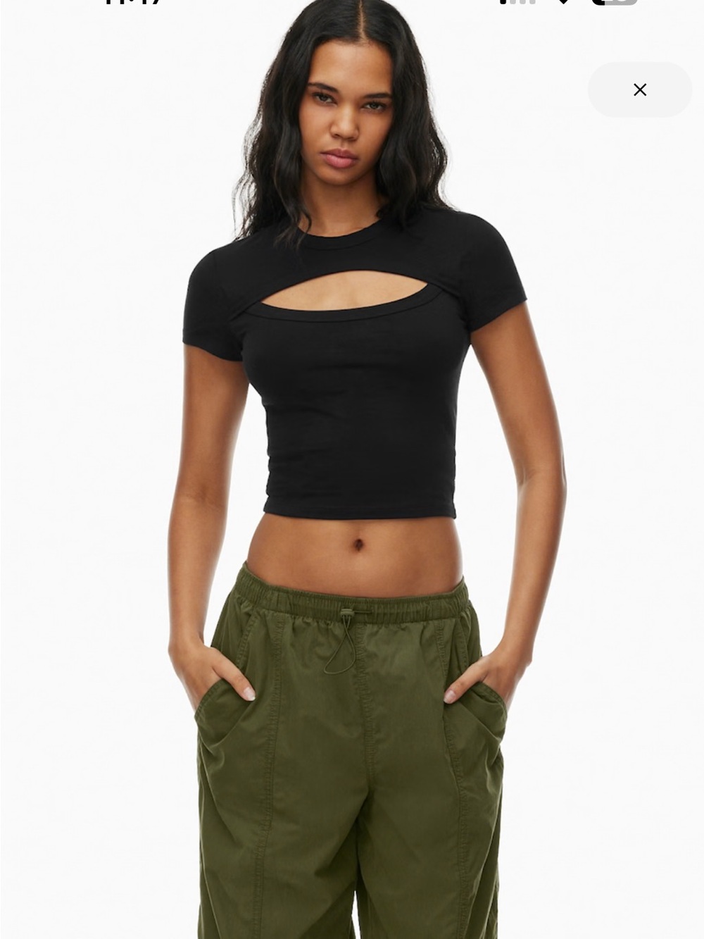 TNA dark grey Cutout Crop Tee